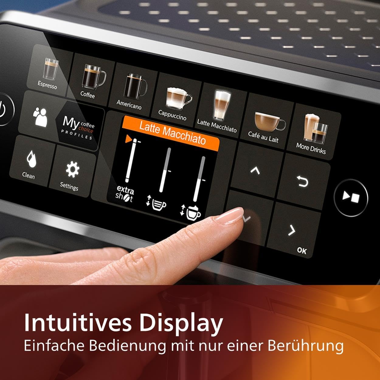 Philips Serie 5400 Kaffeevollautomat (EP5447/90)– LatteGo Milchsystem, 12 Kaffeespezialitäten, Intuitives Display, 4 Benutzerprofile, Chrom