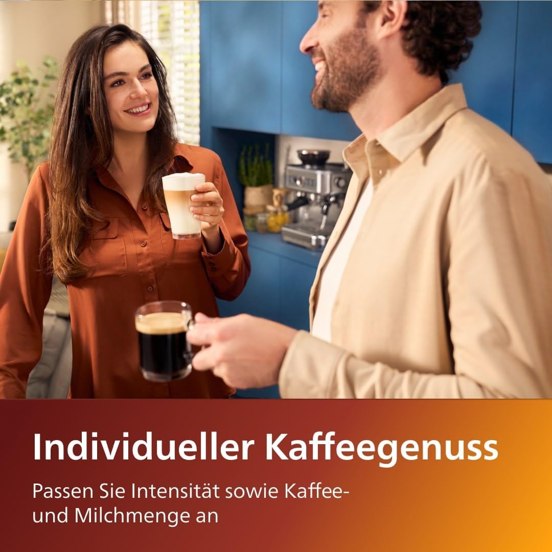 Philips Serie 5400 Kaffeevollautomat (EP5447/90)– LatteGo Milchsystem, 12 Kaffeespezialitäten, Intuitives Display, 4 Benutzerprofile, Chrom